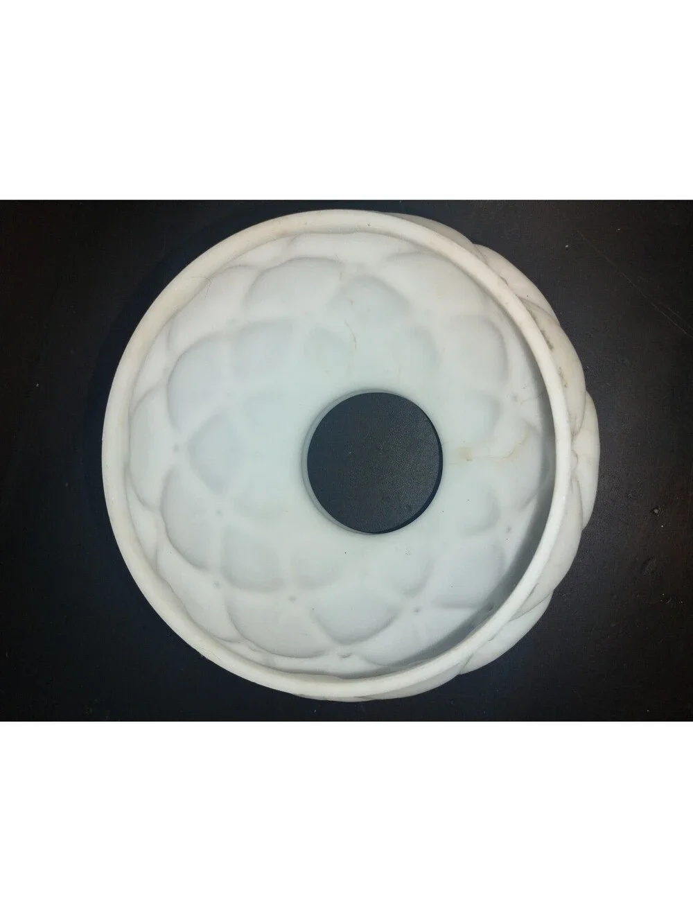 Vintage Milk Glass Lamp Shades Pair Quilted Diamond Pattern Ruffled Edge 2pc